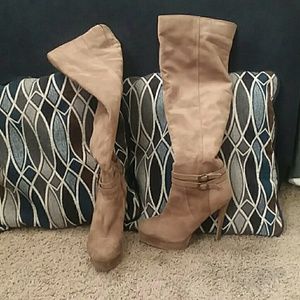 Tan over the knee boots
